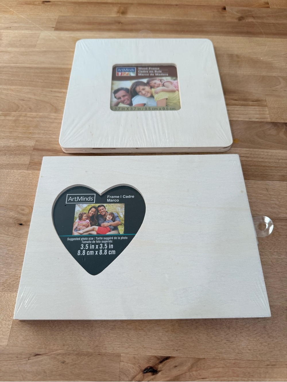 Craft Set of 2 White Wooden Photo Frames - Square & Heart Set